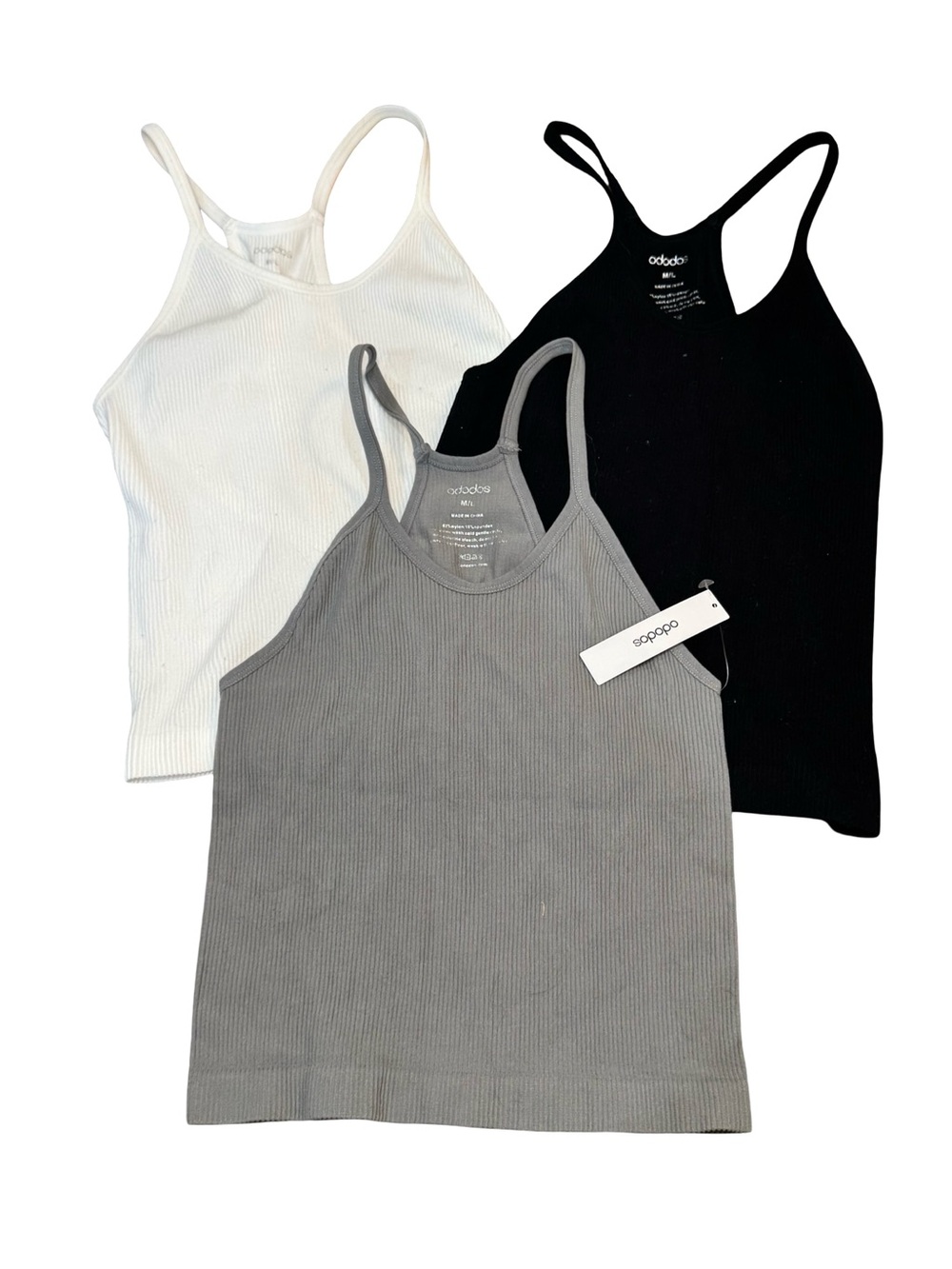 Women’s Ribbed Tank Tops - Black, White, Gray (3-Pack)